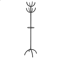 72" Black Metal 8 Hook Coat Rack with Ached Legs