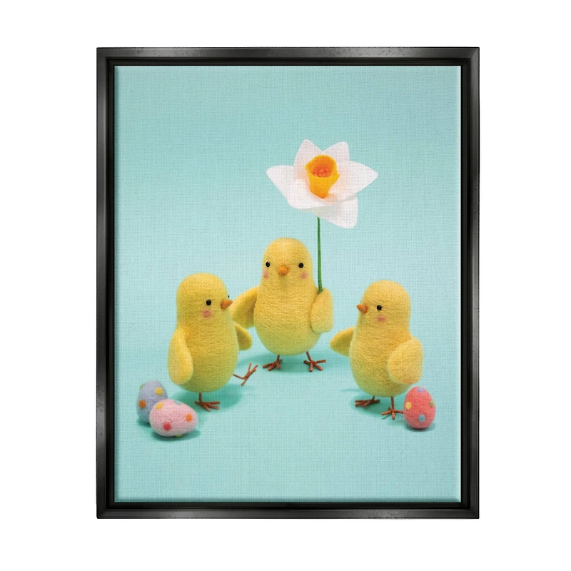 Stupell Industries Spring Chicks Floral Easter Eggs Floater Framed Art
