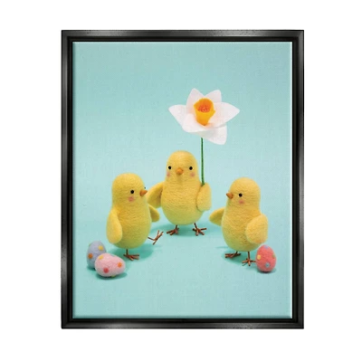 Stupell Industries Spring Chicks Floral Easter Eggs Floater Framed Art