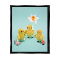 Stupell Industries Spring Chicks Floral Easter Eggs Floater Framed Art