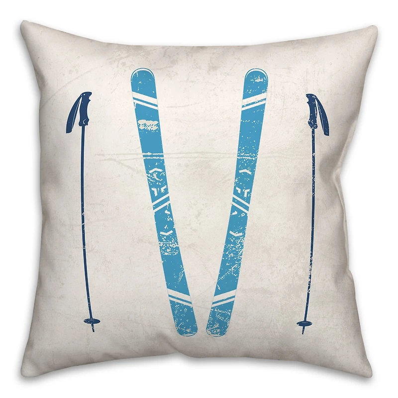 Let It Snow Skis  18x18 Throw Pillow