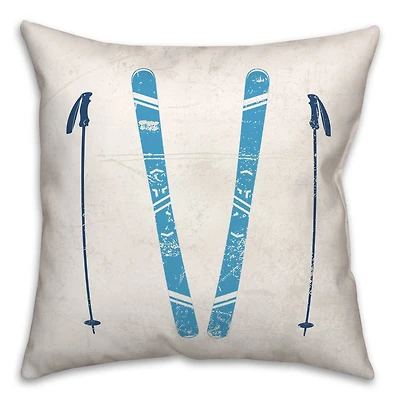 Let It Snow Skis 18x18 Throw Pillow