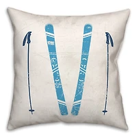Let It Snow Skis  18x18 Throw Pillow