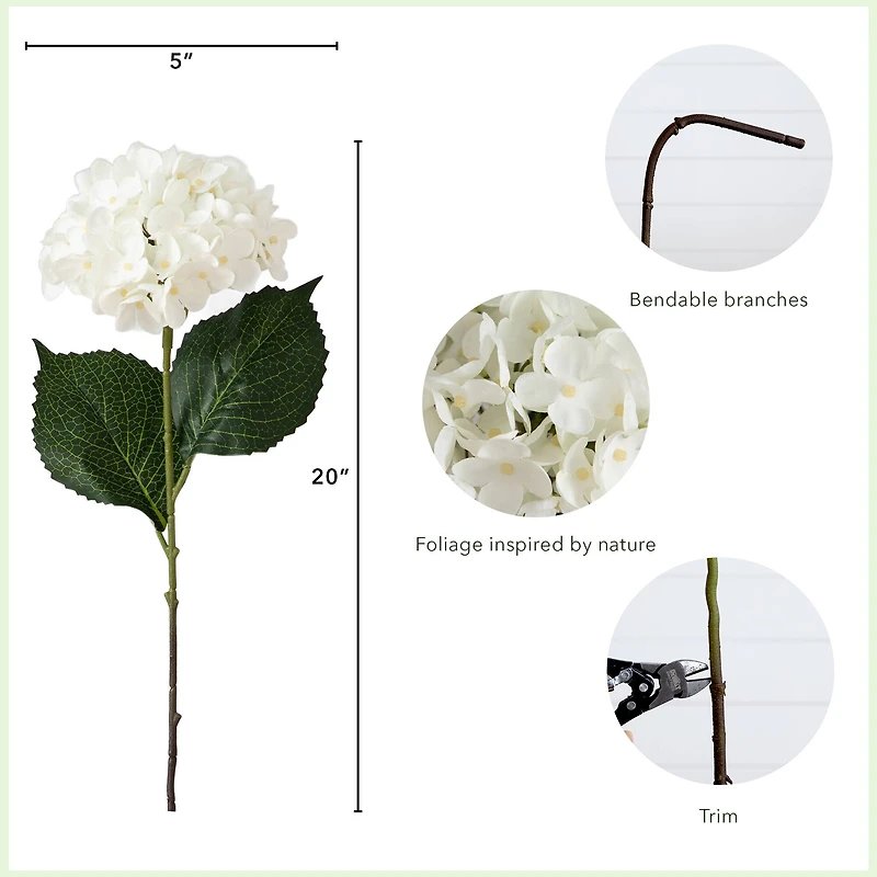 20" Hydrangea Flower Stems