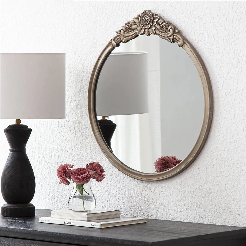 Habitat Alaric 21.5" Pewter Rosette Framed Mirror