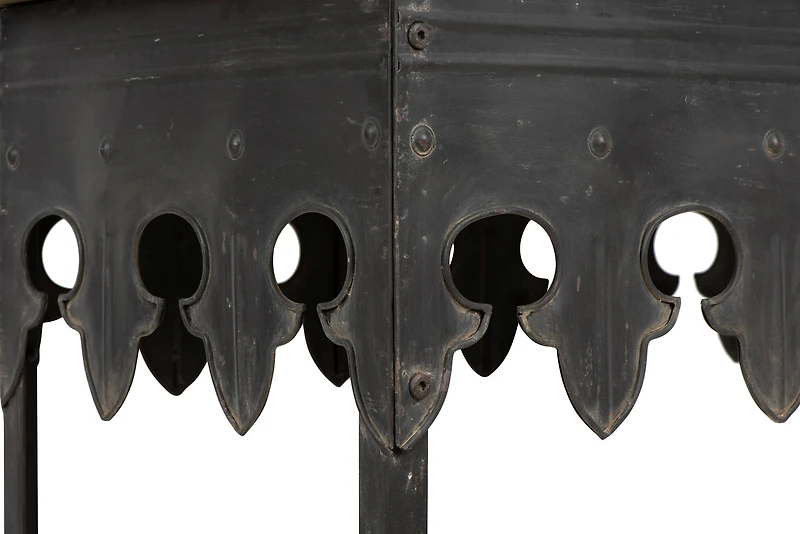 Hello Honey® 36" Rustic Farmhouse Metal Console Table with Solid Wood Top