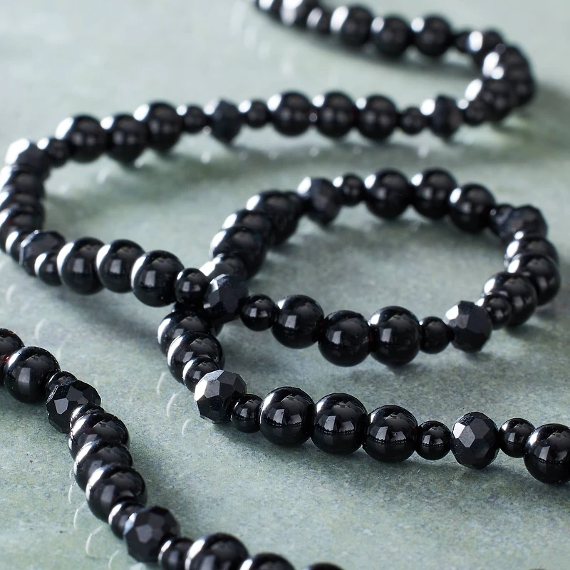 Black Mixed Glass Round Beads by Bead Landing™
