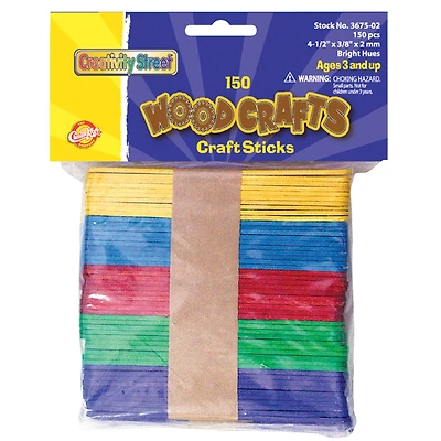 Creativity Street 4.5" Colored Wooden Craft Sticks 150ct.