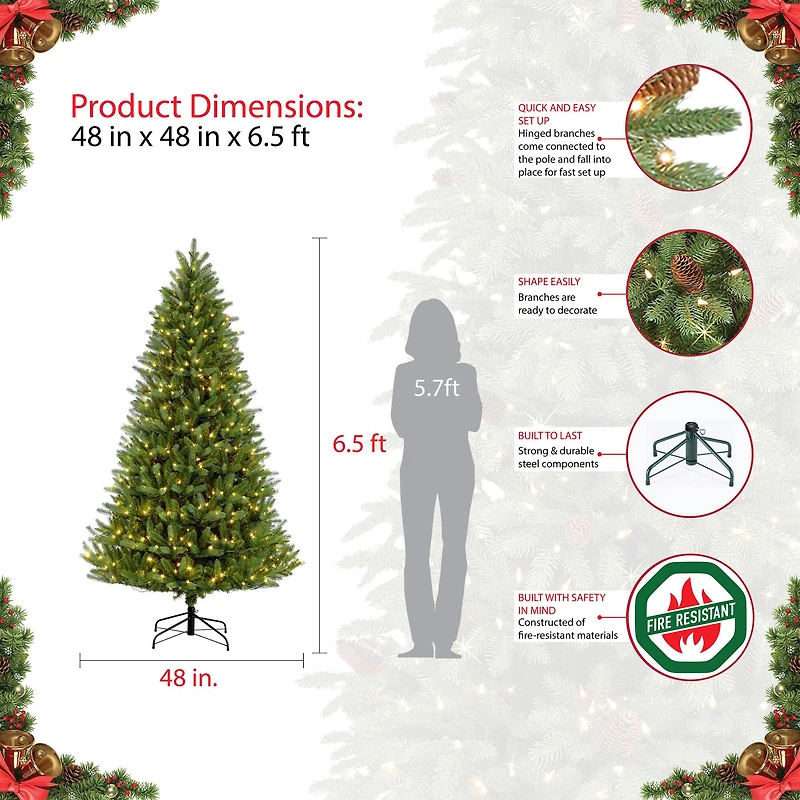 6.5ft. Pre-Lit Glacier Fir Artificial Christmas Tree, Clear Lights