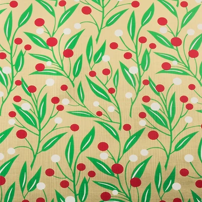 JAM Paper Embossed Gold with Holly Gift Wrap