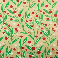 JAM Paper Embossed Gold with Holly Gift Wrap