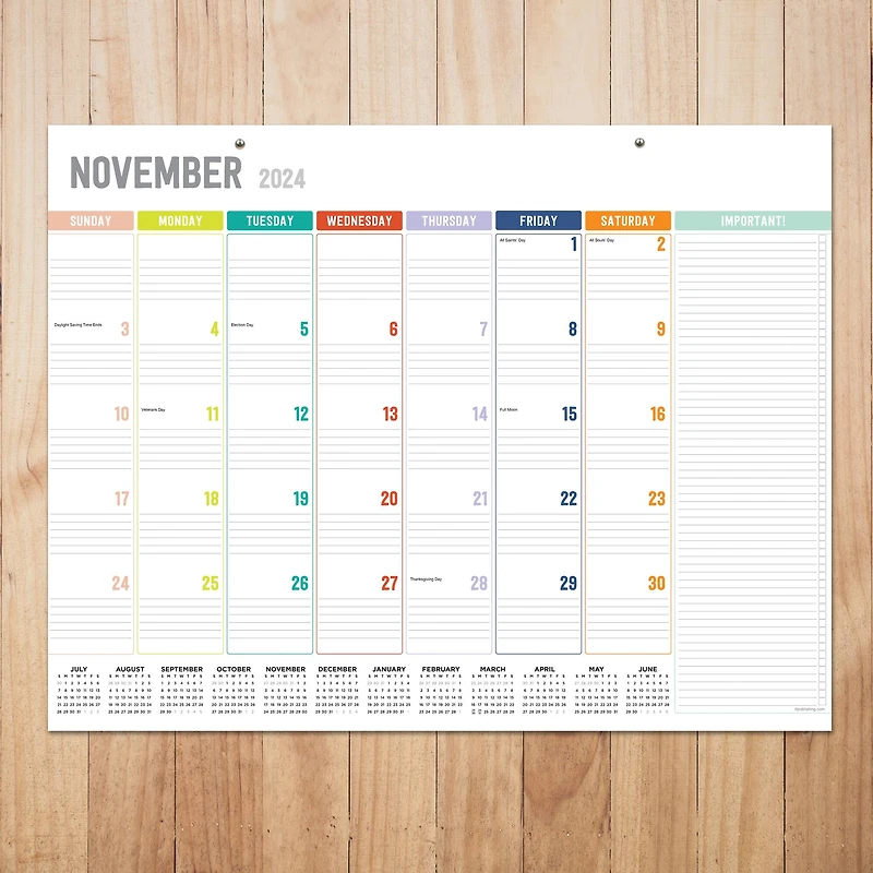 TF Publishing 2024-2025 Large Rainbow Blocks Desk Pad Calendar