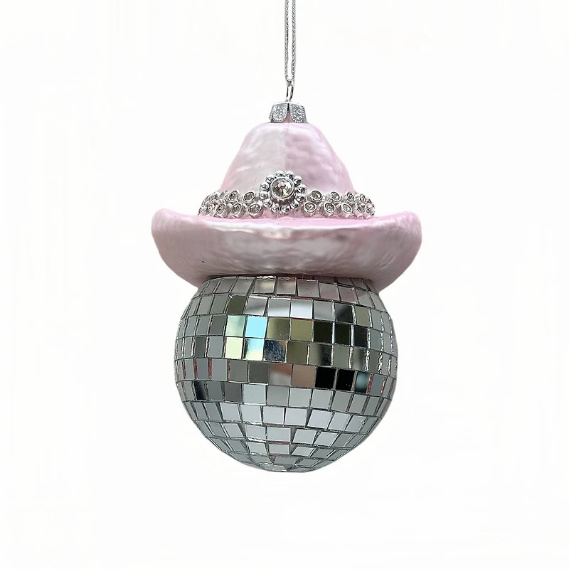 4.5" Disco Ball with Pink Hat Ornament by Ashland®
