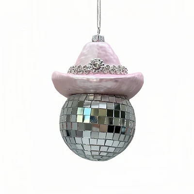 4.5" Disco Ball with Pink Hat Ornament by Ashland®