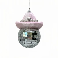 4.5" Disco Ball with Pink Hat Ornament by Ashland®