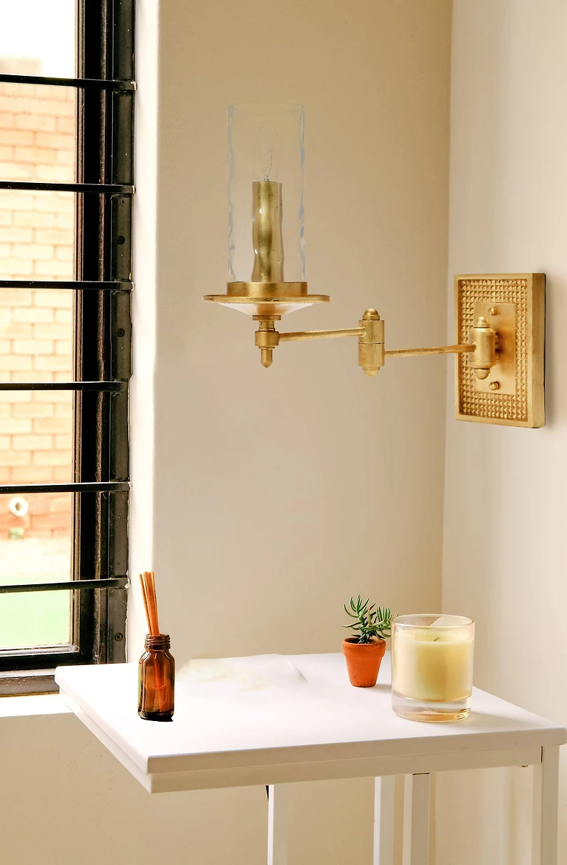 Hello Honey® 18" Gold Metal & Glass Wall Sconce