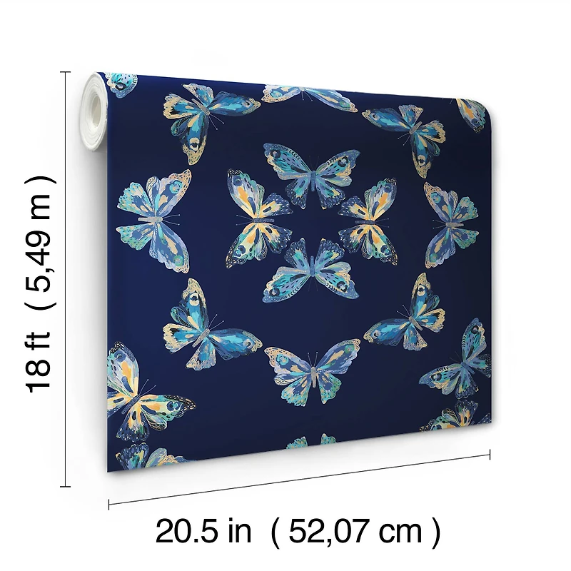 RoomMates Blue Papillon Peel & Stick Wallpaper