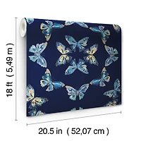 RoomMates Blue Papillon Peel & Stick Wallpaper