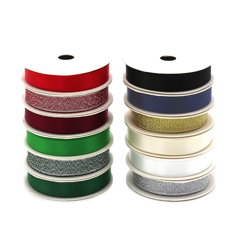 Gwen Studios 3/8" x 3yd. Metallic Holiday Ribbon Pack, 12ct.