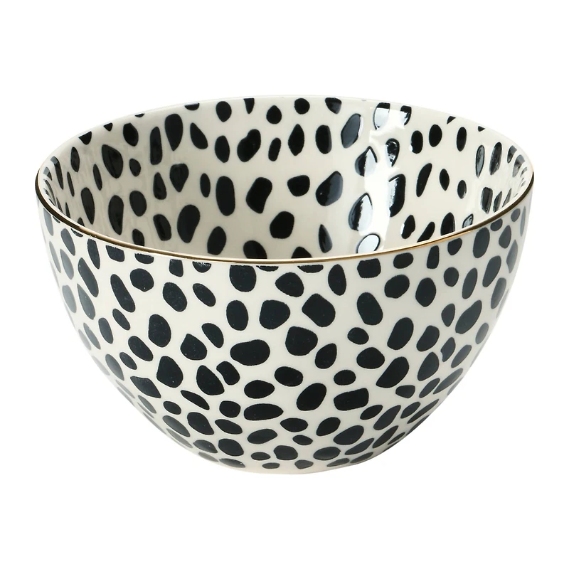 Hello Honey® 5'' Black & White Round Stoneware Bowl, 4ct.