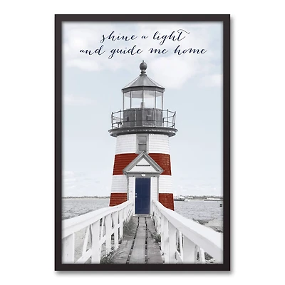 Shine a Light and Guide Me Home Nautical Black Framed Canvas