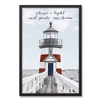 Shine a Light and Guide Me Home Nautical Black Framed Canvas