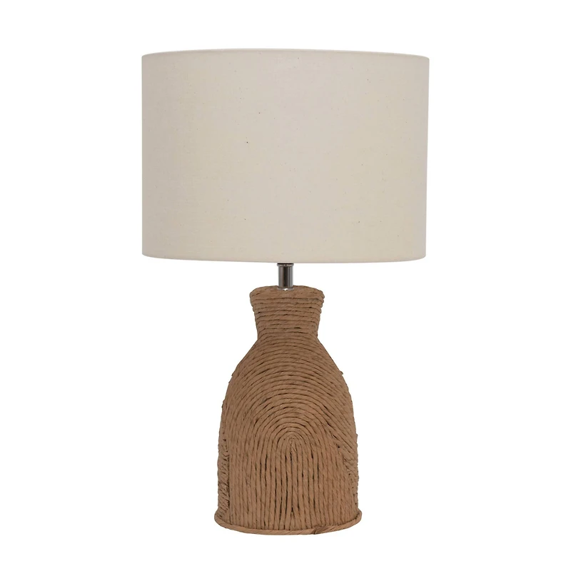Hello Honey® 19" Paper Weaving Rope Table Lamp With Cotton Shade