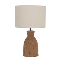 Hello Honey® 19" Paper Weaving Rope Table Lamp With Cotton Shade
