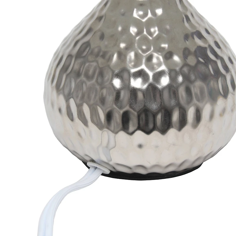 Simple Designs Hammered Silver Table Lamp