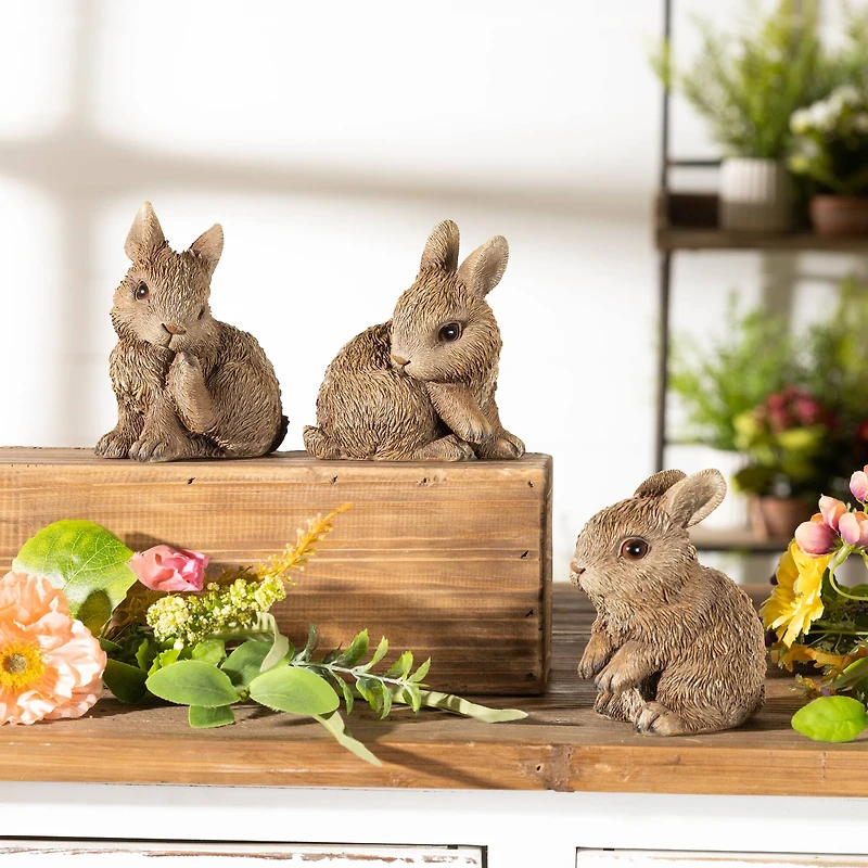 Mini Garden Bunny Rabbit Figurines Set