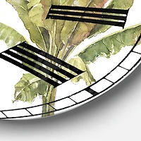 Designart 'Mixed Botanical Greens Palms I Farmhouse Wall Clock