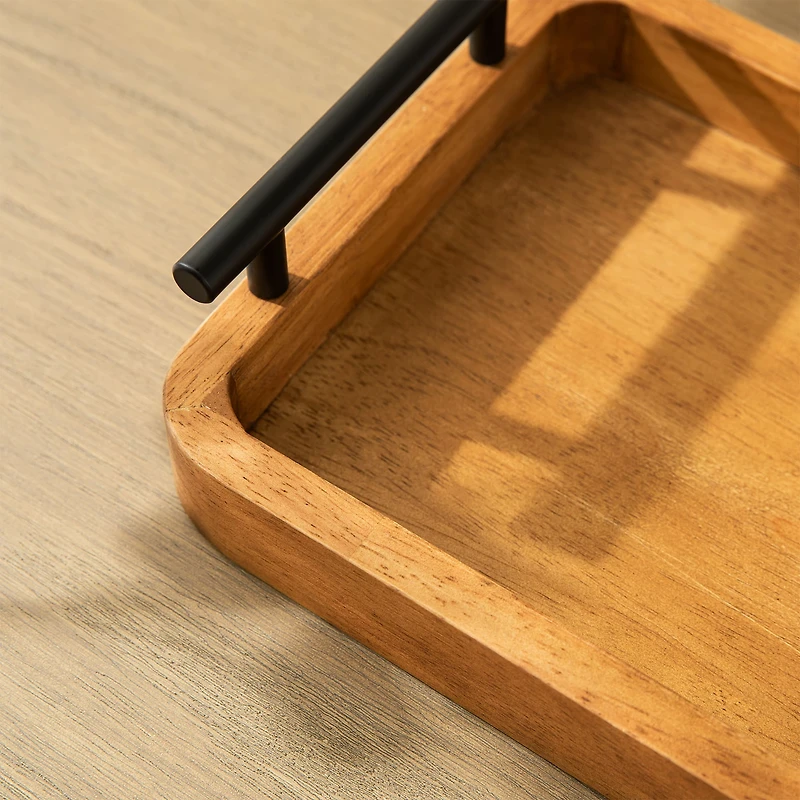 Glitzhome® Rectangle Acacia Wood Trays Set