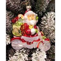 Wizardi 11.81" Santa Riding Scooter Christmas Glass Ornament