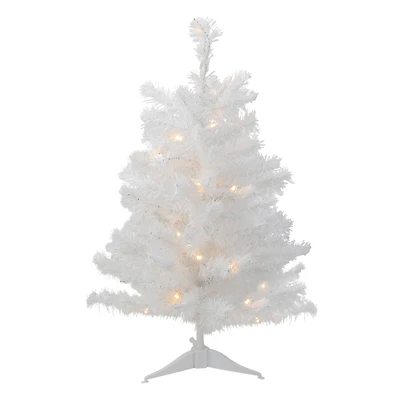 2ft. Pre-Lit White Medium Artificial Christmas Tree, Clear LED Lights