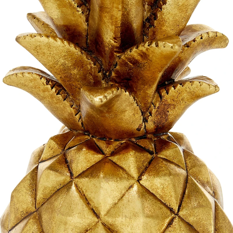 14" Gold Polystone Traditional Decorative Pineapple