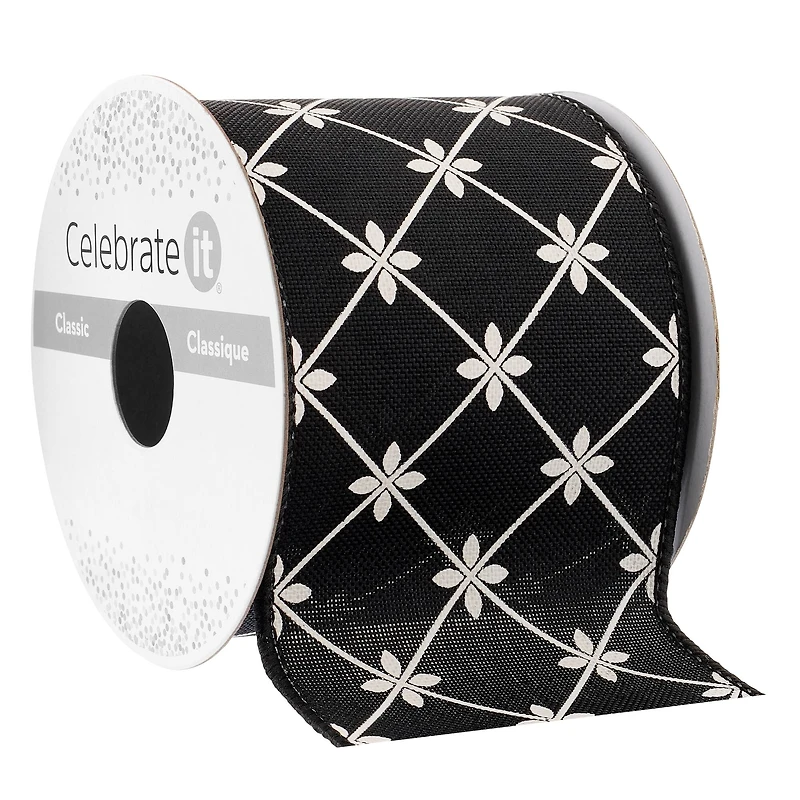 2.5" x 3yd. Wired Black & White Checkered Ribbon by Celebrate It™ Classic