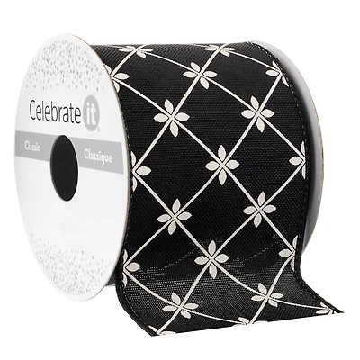 2.5" x 3yd. Wired Black & White Checkered Ribbon by Celebrate It™ Classic