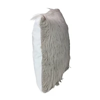 Beige & Taupe Faux Fur Square Throw Pillow With Suede Backing