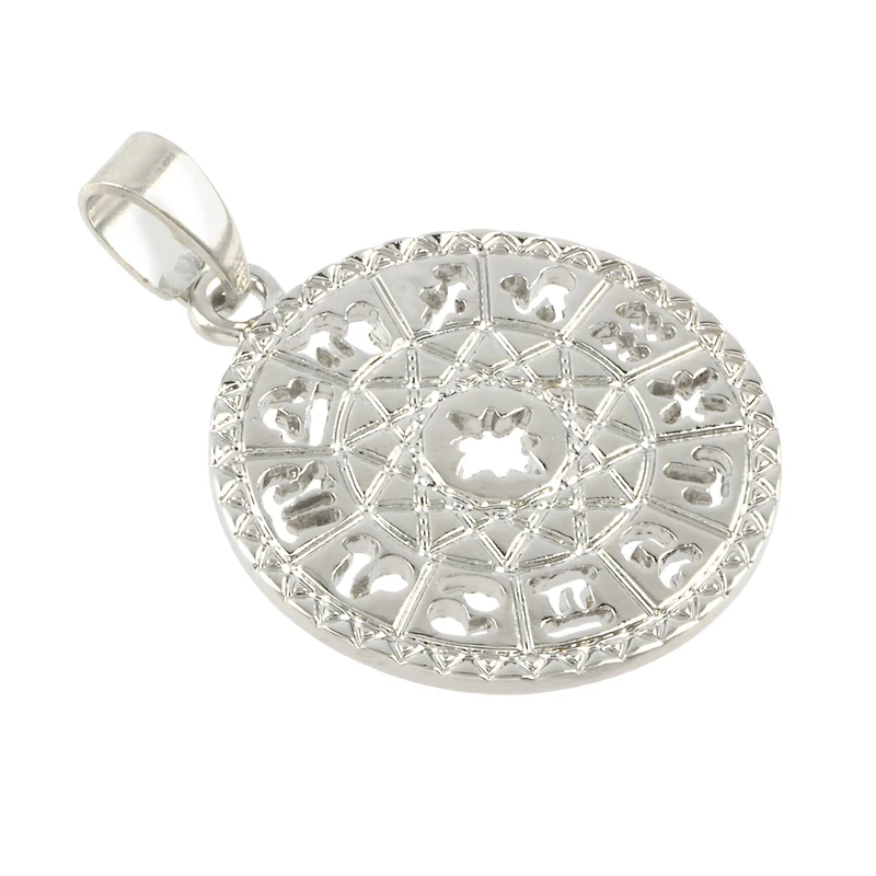 Rhodium Round Zodiac Pendant by Bead Landing™