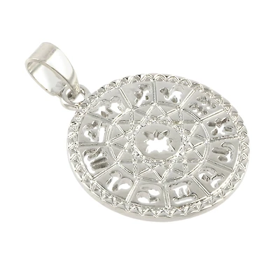 Rhodium Round Zodiac Pendant by Bead Landing™