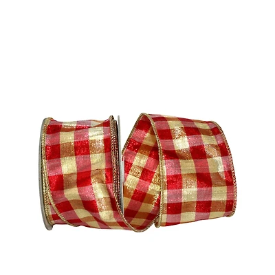 JAM Paper 2.5" x 10yd. Metallic Wired Lame Gingham Check Dupioni Ribbon