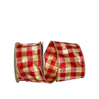 JAM Paper 2.5" x 10yd. Metallic Wired Lame Gingham Check Dupioni Ribbon