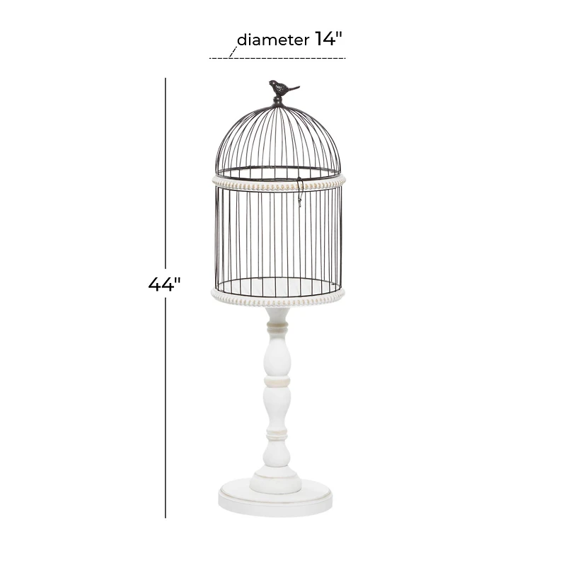 White Wood Farmhouse Birdcage, 44" x 14" x 14"