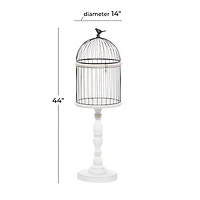 White Wood Farmhouse Birdcage, 44" x 14" x 14"