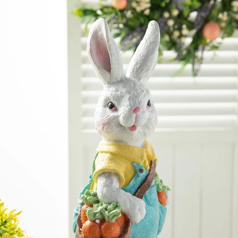 Glitzhome® 17.25" Easter Bunny Boy with Carrots Table Décor