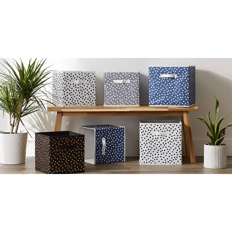 DII® 13" French Blue & White Dots Storage Cube, 2ct.