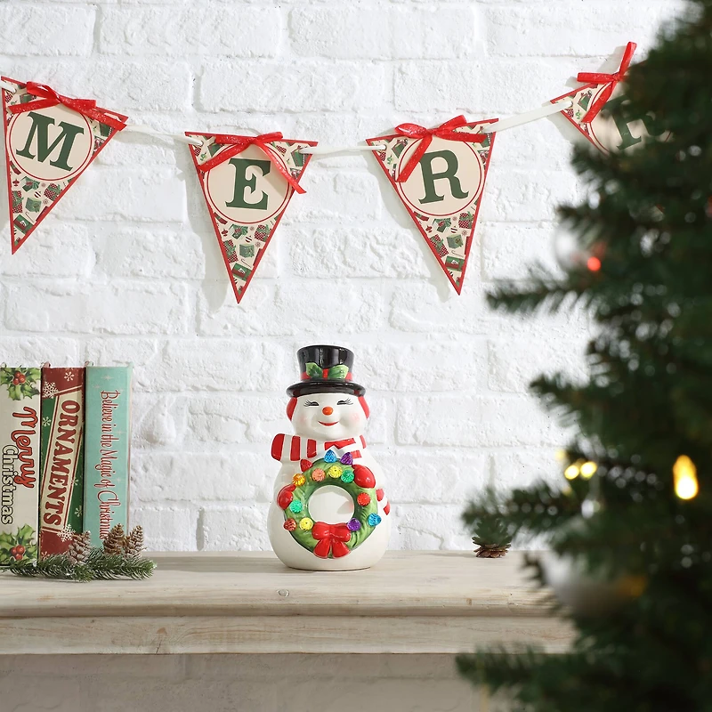 Mr. Christmas 9" Nostalgic Ceramic Snowman Figure