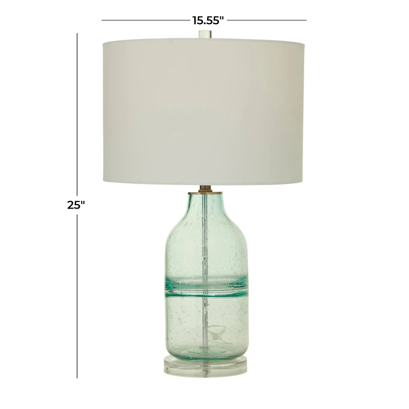 Teal Glass Table Lamp Set of 2 16", 25"
