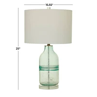 Teal Glass Table Lamp Set of 2 16", 25"