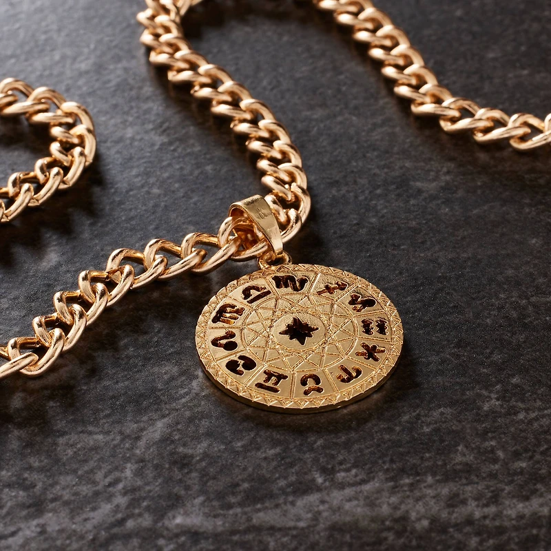 Gold Round Zodiac Pendant by Bead Landing™